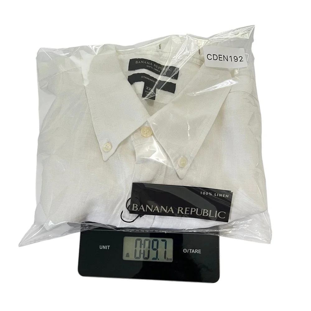 Banana Republic Men's 100% Linen Button Down Shirt White XXL NWT Standard Fit